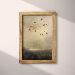 Birds Art | Nature Wall Art | Animals Print | Brown, Black and Beige Decor | Impressionist Wall Decor | Living Room Digital Download | Grief & Mourning Art | Autumn Wall Art | Oil Painting