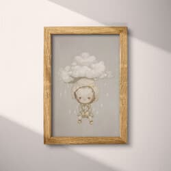 Clouds Digital Download | Weather Wall Decor | Gray and Brown Decor | Chibi Print | Nursery Wall Art | Grief & Mourning Art | Autumn Digital Download | Pastel Pencil Illustration