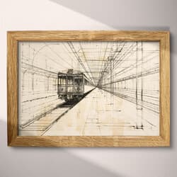 Train Station Digital Download | Transportation Wall Decor | Travel & Transportation Decor | White, Black and Gray Print | Vintage Wall Art | Living Room Art | Housewarming Digital Download | Autumn Wall Decor | Graphite Sketch